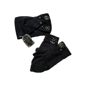 NWT Victoria’s Secret Snowflake Sparkle Winter Set Headband Convertible Mittens